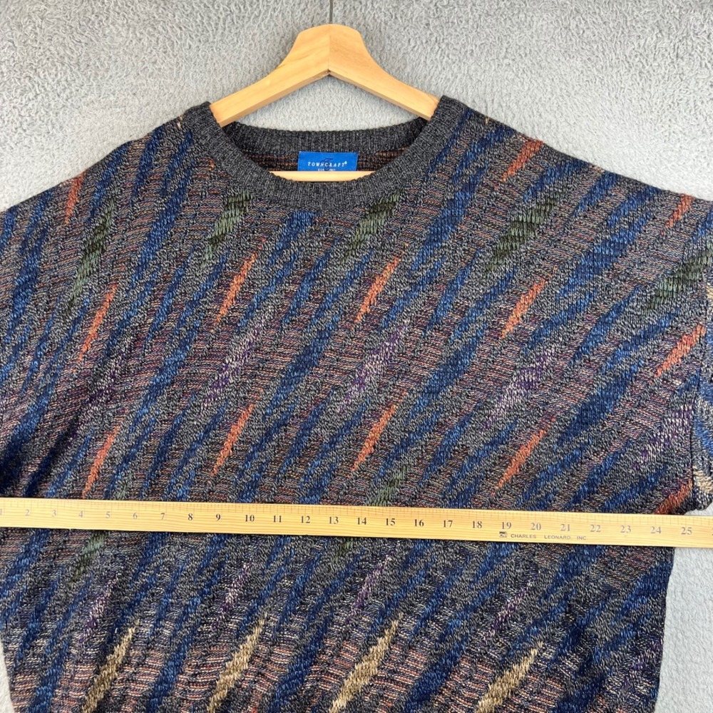 Towncraft Mens XL Vintage Abstract Geometric Knit Sweater Multi-Color Crewneck - Picture 6 of 8